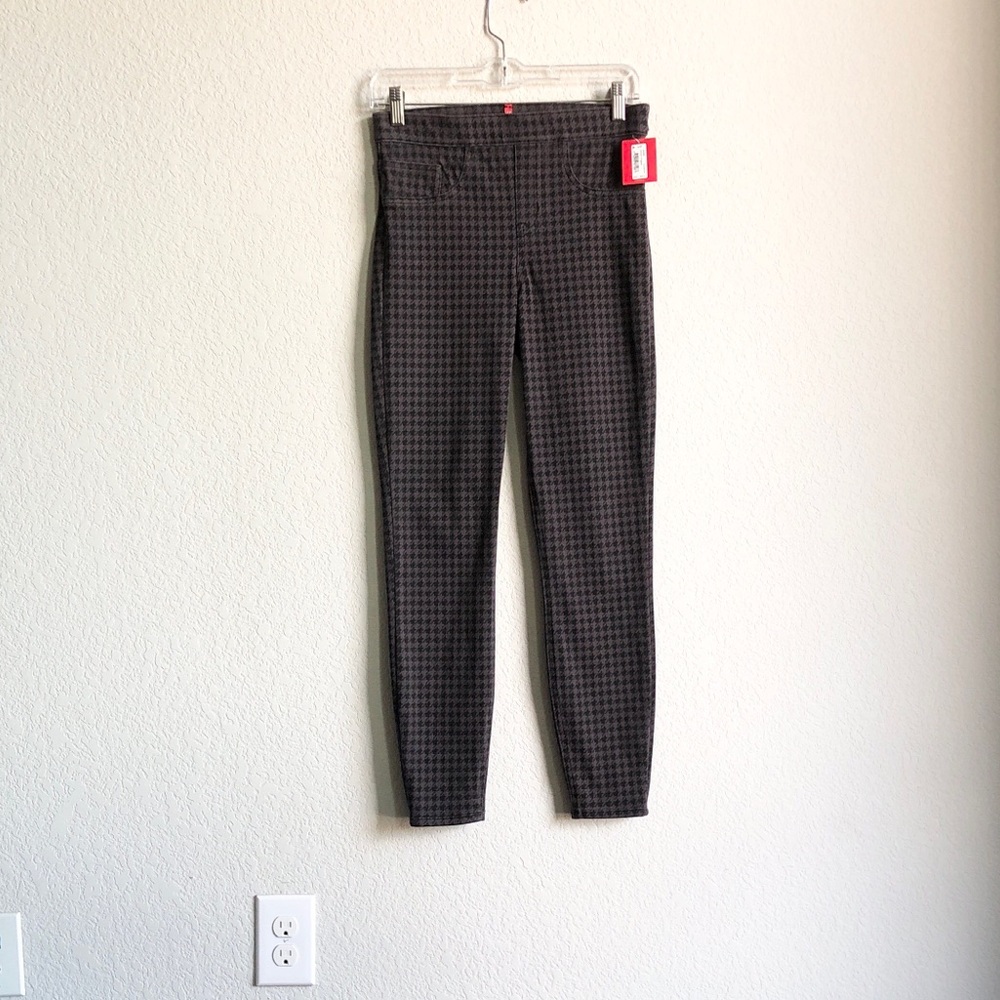 NWT Spanx Jeanish Ankle Legging Grey Black Houndstooth 20018R Pull On